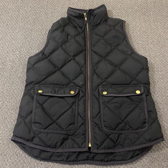J.CREW Jackets & Blazers - J. CREW Puffer Vest Womens Small S Black Quilted Down Filled Full Zip Pockets